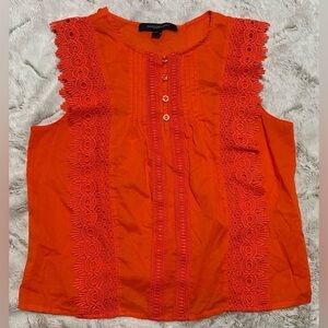 Marc New York Orange Lace Eyelet Trim Blouse